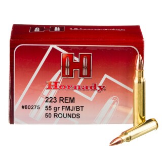 Hornady Custom .223 Remington Ammunition 500 Rounds FMJ-BT 55 Grain