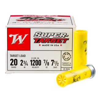 Winchester 20 Gauge #7.5 Lead Shot 2-3/4" 7/8 Oz 250 Rounds