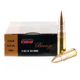 PMC Bronze 7.62x39 Ammunition 500 Rounds FMJ 123 Grain Brass Cased
