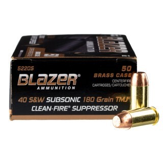 Blazer Brass Clean-Fire Suppressor .40 S&W Ammunition 50 Rounds TMJ 180 Grains