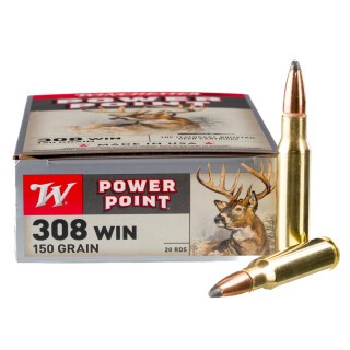 Winchester Power Point .308 Winchester Ammunition 20 Rounds JSP 150 Grain