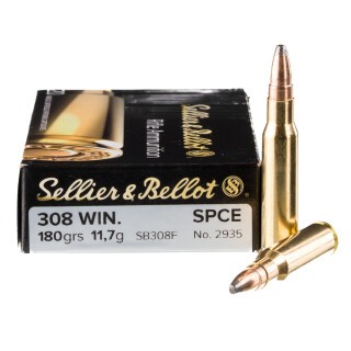 Sellier & Bellot .308 Winchester Ammunition 180 Grain Soft Point Cutting Edge Bullet 20 Rounds 2516