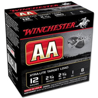 Ammo 12 Gauge Winchester AA Target Load 2-3/4" #8 Lead 1 Oz 1180 fps 250 Round Case AAL128