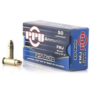 Prvi Partizan .25 ACP Ammunition 50 Rounds FMJ 50 Grain