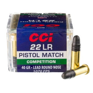 CCI Pistol Match .22 Long Rifle Ammunition 50 Rounds LRN 40 Grain