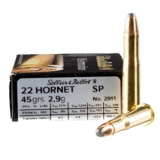 Sellier & Bellot .22 Hornet Ammunition 20 Rounds SP 45 Grain