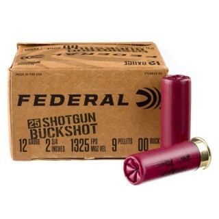 Federal 12 Gauge Shotshell 25 Rounds 2-3/4" 00 Buck 9 Pellets