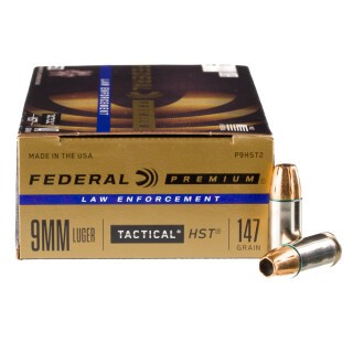 Federal LE Tactical 9mm Luger Ammunition 50 Rounds HST JHP 147 Grain