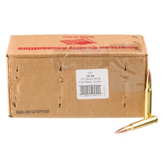 American Quality .30-06 Springfield Ammunition 100 Rounds FMJ 147 Grain