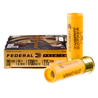 Federal Vital-Shok Trophy Copper 20 Gauge Shotshell 5 Rounds 2 3/4" Sabot Slug 5/8 Ounce P208TC