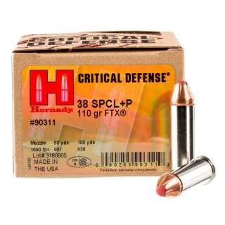 Hornady Critical Defense .38 Special +P Ammunition 25 Rounds FTX 110 Grain