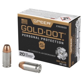 Speer Gold Dot Personal Protection .380 ACP Ammunition 20 Rounds GDHP 90 Grain