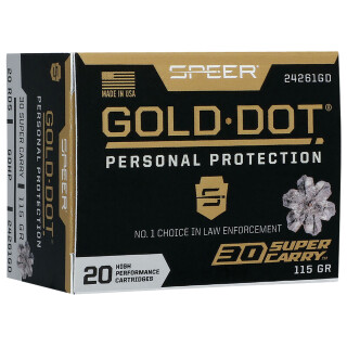 Speer Gold Dot .30 Super Carry Ammunition 20 Rounds HP 115 Grain