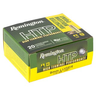 Remington HTP 9mm Luger Ammunition 20 Rounds JHP 115 Grain