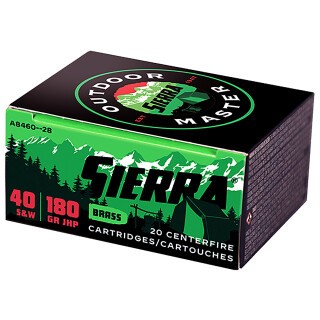 Sierra Outdoor Master .40 S&W Ammunition 20 Rounds JHP 180 Grain