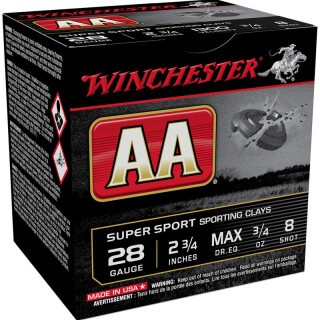 Winchester AA SS 28 Gauge Ammunition 250 Rounds 2-3/4" #8 Lead .75 oz