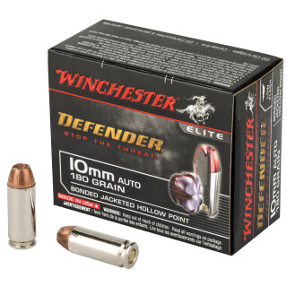 Winchester Defender 10mm Auto Ammunition 20 Rounds Bonded JHP 180 Grain