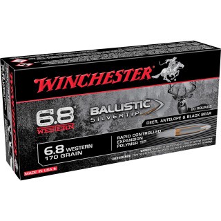 Winchester 6.8 Western Ammunition 20 Rounds Ballistic Silvertip 170 Grain