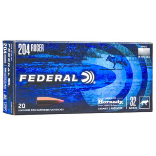 Federal Varmint & Predator .204 Ruger Ammunition 20 Rounds 32 Grain Hornady V-Max Projectile 4100fps