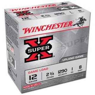 Winchester Super-X 12 Gauge Ammunition 25 Round Box 2-3/4" #8 Lead 1 oz 1290 fps