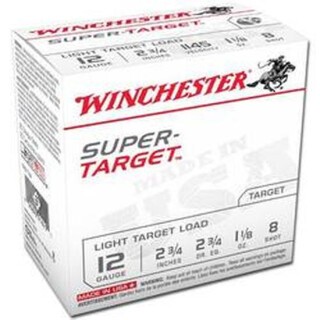 Winchester Super-Target Light 12 Gauge Shotshell 250 Rounds 2 3/4" #8 Lead 1 1/8 Ounce
