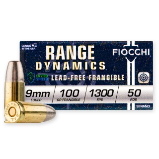 Fiocchi Range Dynamics 9mm Luger Ammunition 50 Rounds Frangible 100 Grains