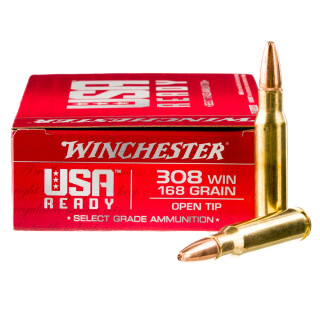 Winchester USA Ready .308 Winchester Ammunition 20 Rounds Open Tip 168 Grain
