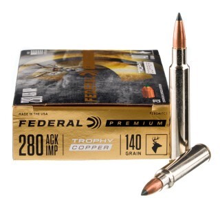 Federal .280 Ackley Improved Ammunition 20 Rounds Trophy Copper 140 Grains