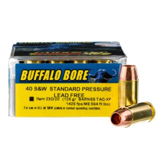 Buffalo Bore .40 S&W Ammunition 20 Rounds TAC-XP Copper HP 125 Grain