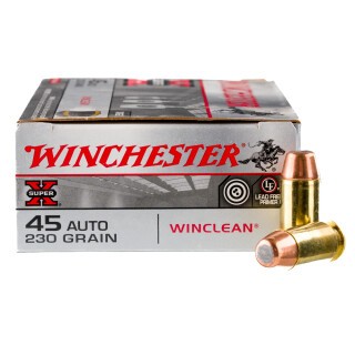 Winchester WinClean .45 ACP Ammunition 50 Rounds JSP 230 Grain