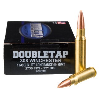 DoubleTap Longrange .308 Winchester Ammunition 20 Rounds HPBT Match 168 Grain