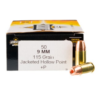 Armscor USA 9mm Luger +P Ammunition 50 Rounds JHP 115 Grain