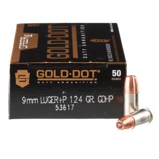 Speer Gold Dot 9mm Luger +P Ammunition 1000 Rounds JHP 124 Grain