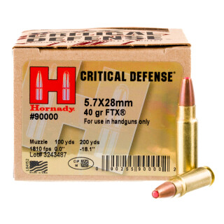 Hornady Critical Defense 5.7x28mm Ammunition 25 Rounds FTX 40 Grains