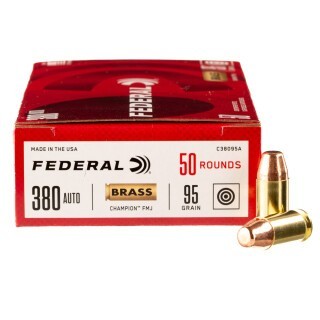 Federal Champion Training .380 ACP Ammunition 50 Rounds FMJ 95 Grains