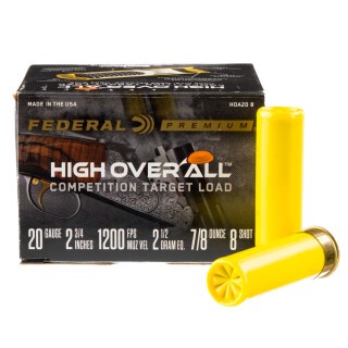 Federal High Over All 20 Gauge Ammunition 25 Rounds 2-3/4" #8 Lead