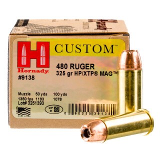 Hornady .480 Ruger Ammunition 20 Rounds XTP JHP 325 Grains 9138