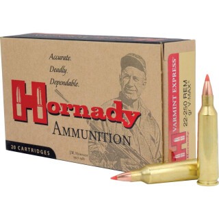 Hornady Varmint Express .22-250 Remington Ammunition 20 Rounds V-MAX 50 Grain