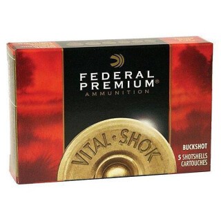 Federal Vital-Shok 12 Gauge Ammunition 5 Rounds 2-3/4" 00 Buck Copper Plated 9 Pellets 1325fps