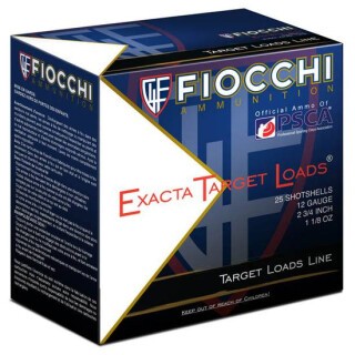 Fiocchi Exacta Target White Rino 12 Gauge Ammunition 25 Rounds 2-3/4" #8 Lead 1-1/8oz