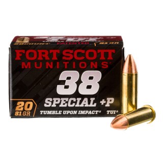 Fort Scott Munitions .38 Special +P Ammunition 20 Rounds SCS TUI 81 Grain