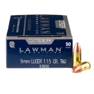 Speer Lawman 9mm Luger Ammunition 50 Rounds TMJ-RN 115 Grain