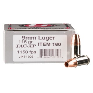 Underwood Ammo 9mm Luger Ammunition 20 Rounds TAC-XP JHP 115 Grain