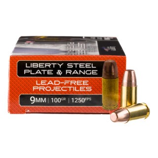 Liberty Steel Plate & Range 9mm Luger Ammunition 50 Rounds Copper FMJ 100 Grain