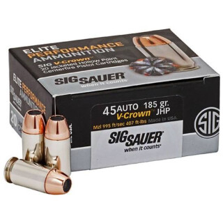 SIG Sauer Elite .45 ACP Ammunition 20 Rounds V-Crown JHP 185 Grain