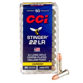 CCI Stinger .22 Long Rifle Ammunition 500 Rounds CPHP 32 Grain