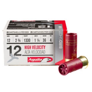 Aguila High Velocity Field 12 Gauge Shotshell 25 Rounds 2-3/4" Length 1-1/4 Ounce #4 Shot 1330fps