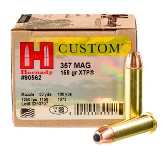 Hornady Custom .357 Magnum Ammunition 25 Rounds XTP JHP 158 Grain