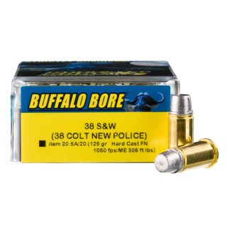 Buffalo Bore .38 S&W Ammunition 20 Rounds Lead HC-FN 125 Grain