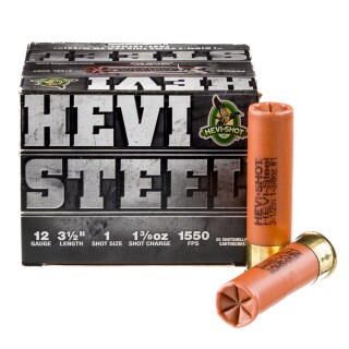Hevi-Steel 12 Gauge Shotshell 25 Rounds 3-1/2" #1 Steel Shot 1-3/8 Ounce